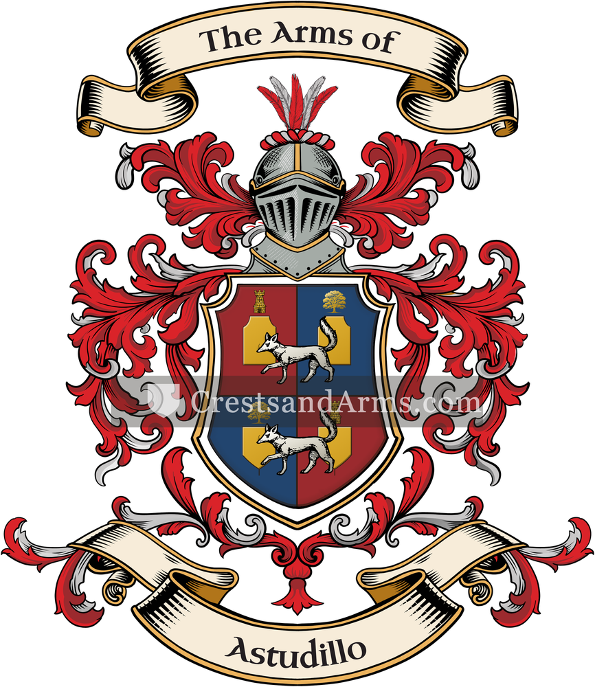 The Astudillo coat of arms, drawn from the recorded blazon