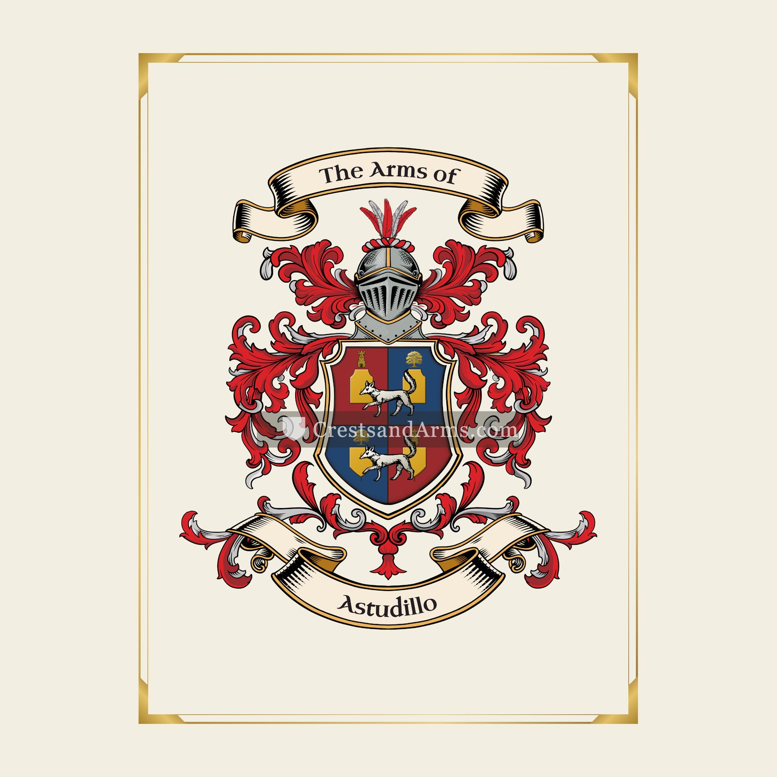 With gold border
