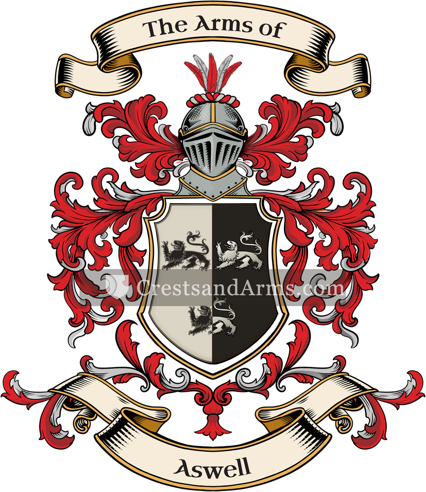 The Aswell coat of arms, drawn from the recorded blazon