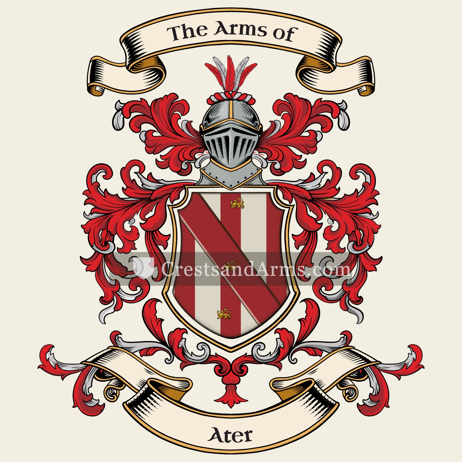 The Ater coat of arms, drawn from the recorded blazon