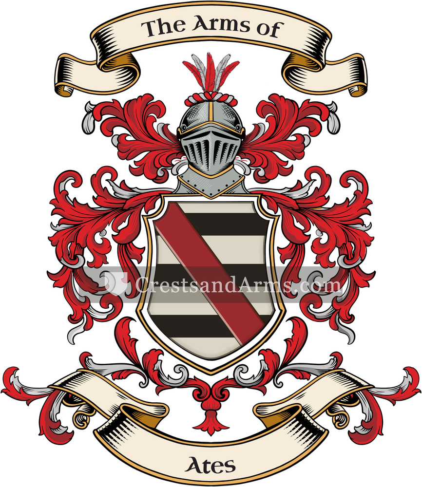 The Ates coat of arms, drawn from the recorded blazon
