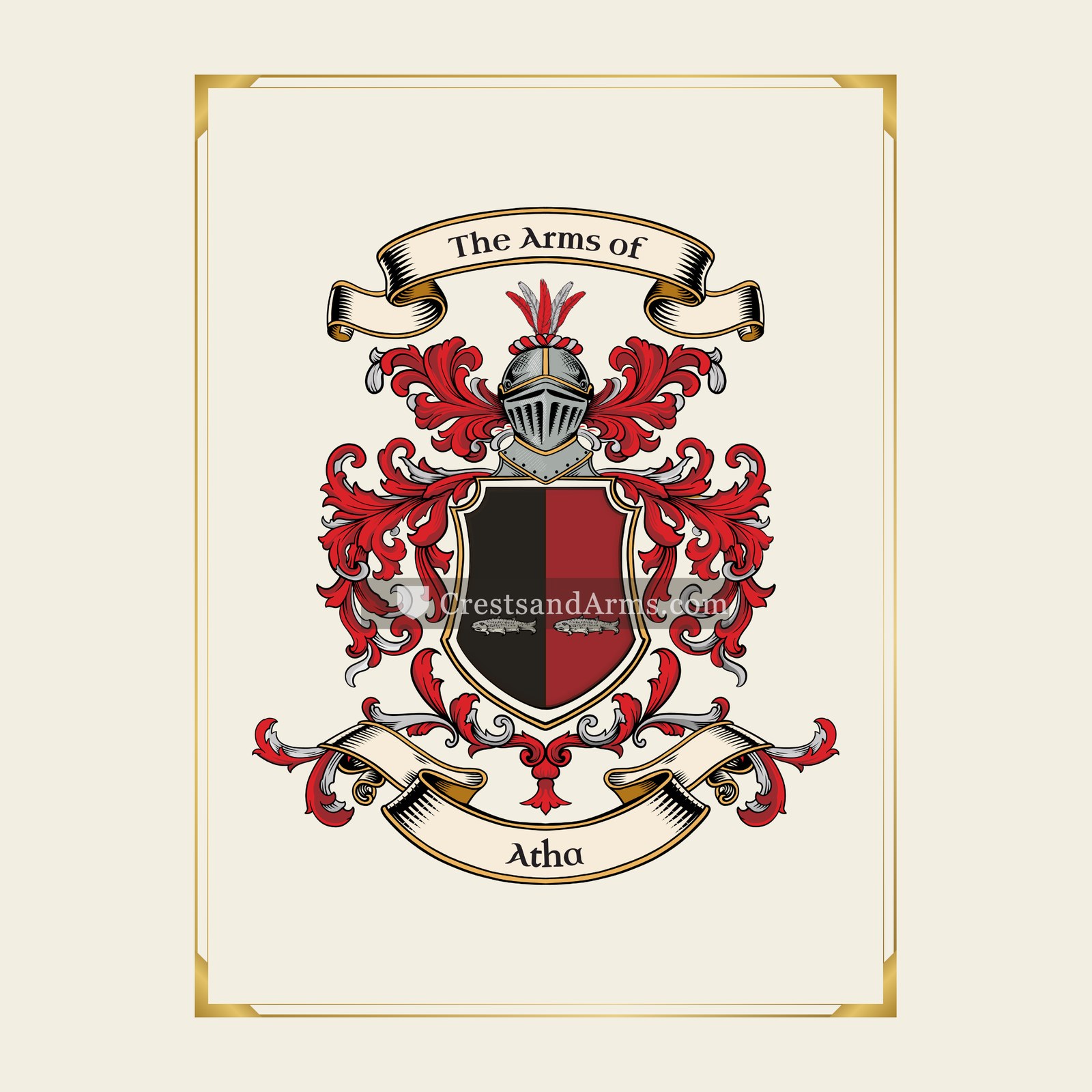 With gold border
