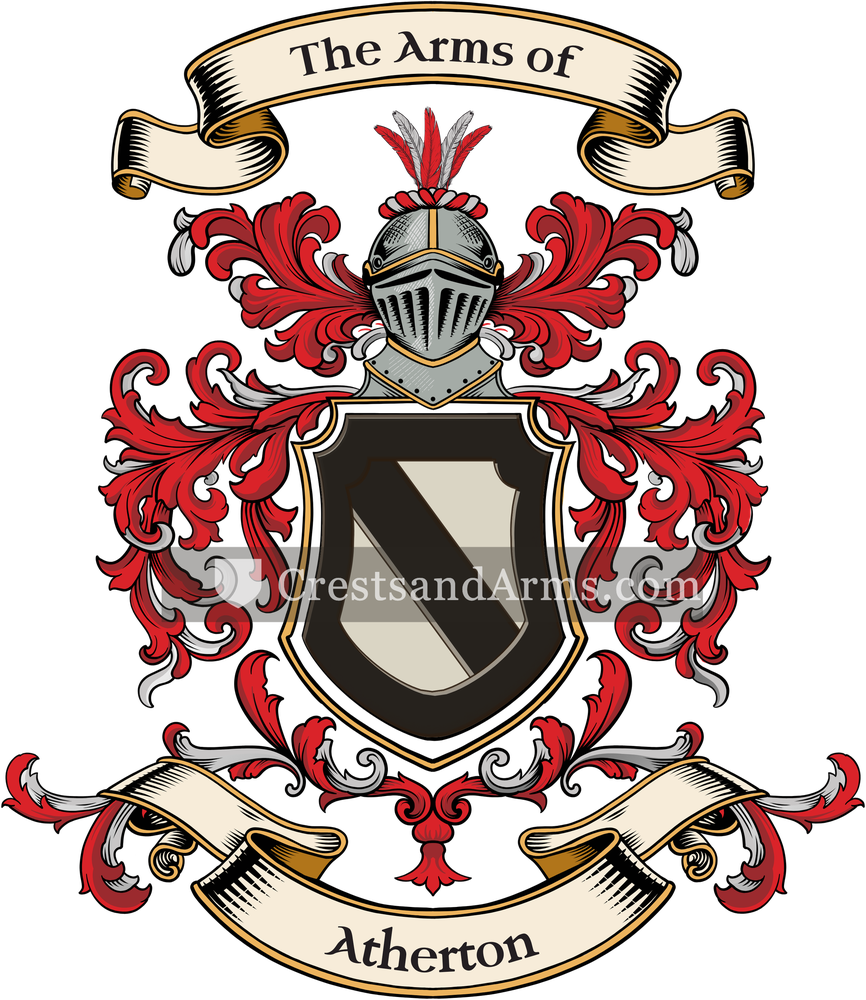 The Atherton coat of arms, drawn from the recorded blazon
