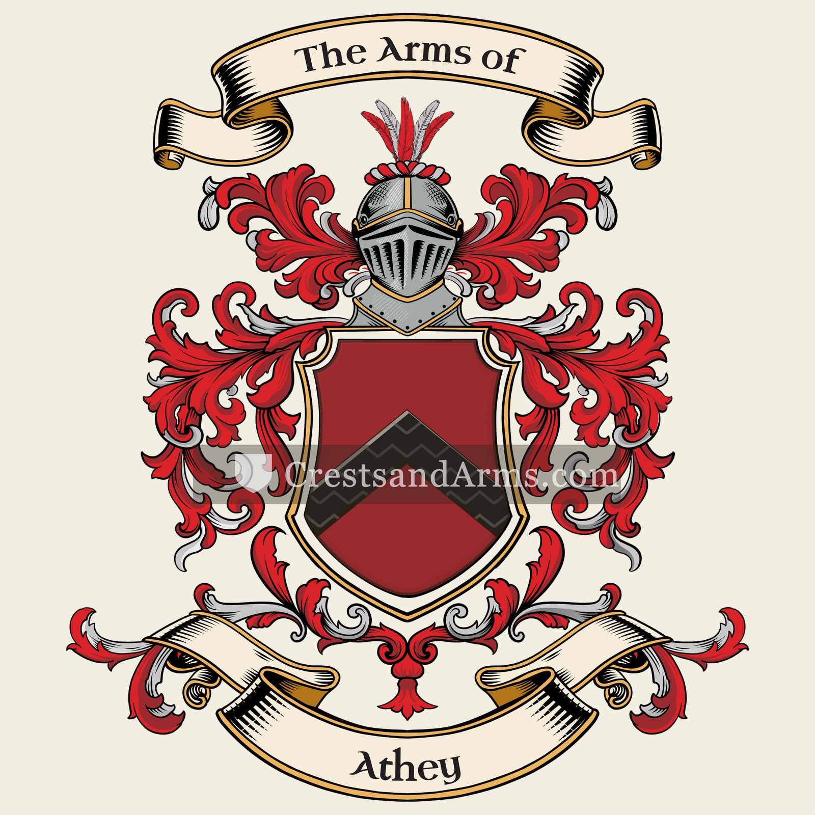 The Athey coat of arms, drawn from the recorded blazon