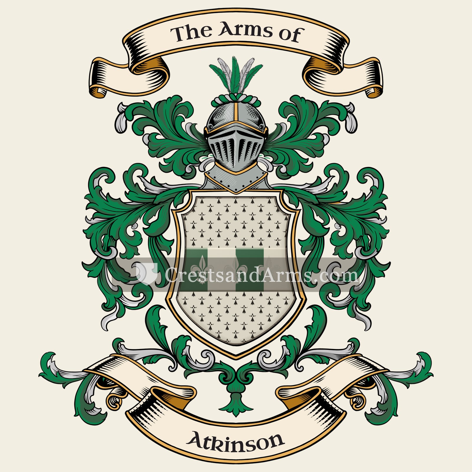 The Atkinson coat of arms, drawn from the recorded blazon