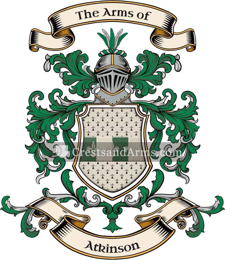 The Atkinson coat of arms, drawn from the recorded blazon