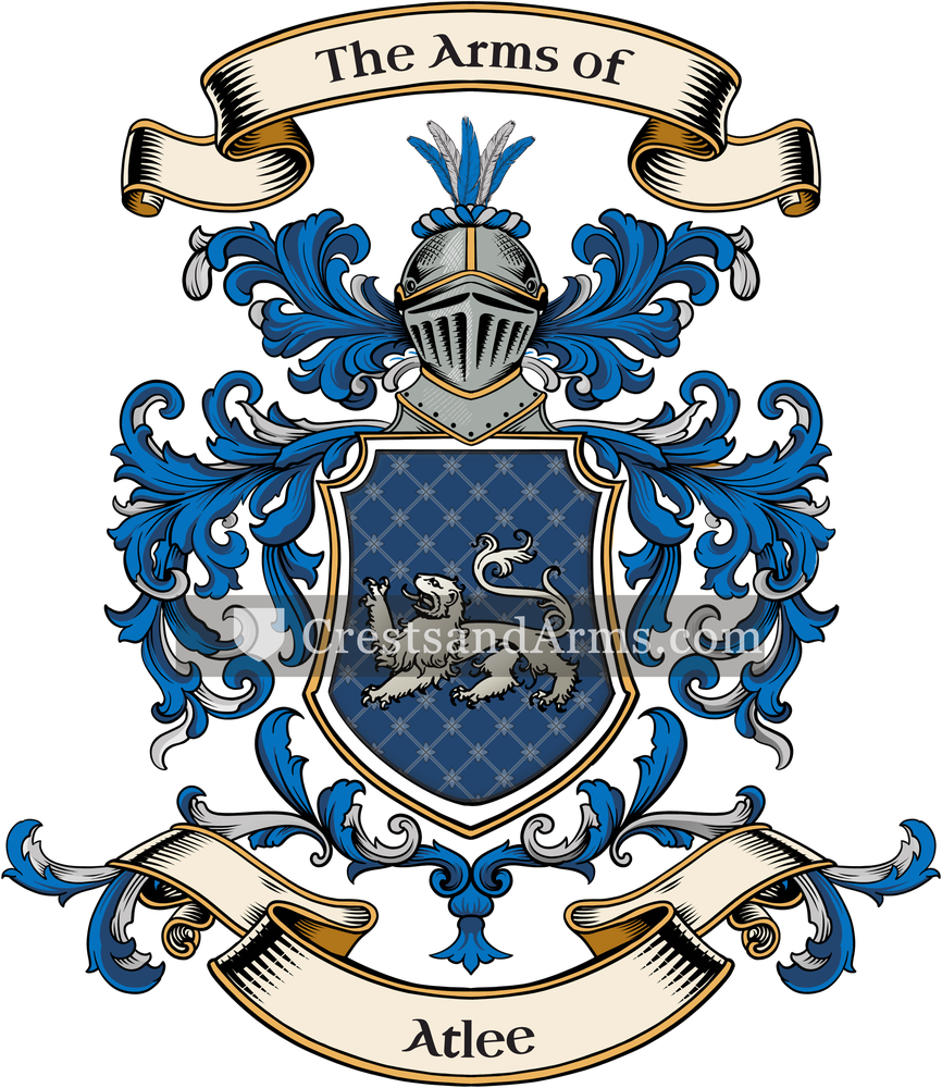 The Atlee coat of arms, drawn from the recorded blazon