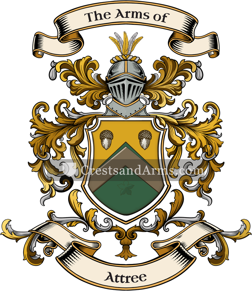 The Attree coat of arms, drawn from the recorded blazon
