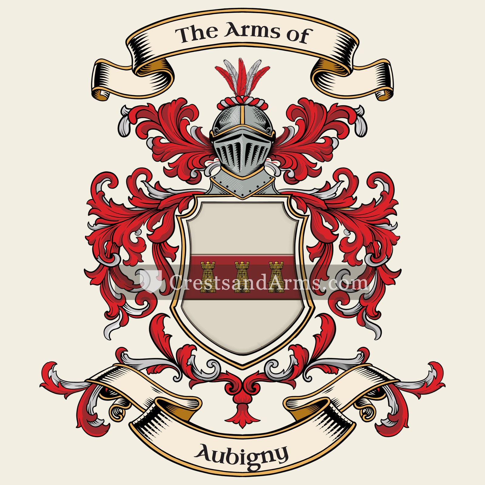 The Aubigny coat of arms, drawn from the recorded blazon