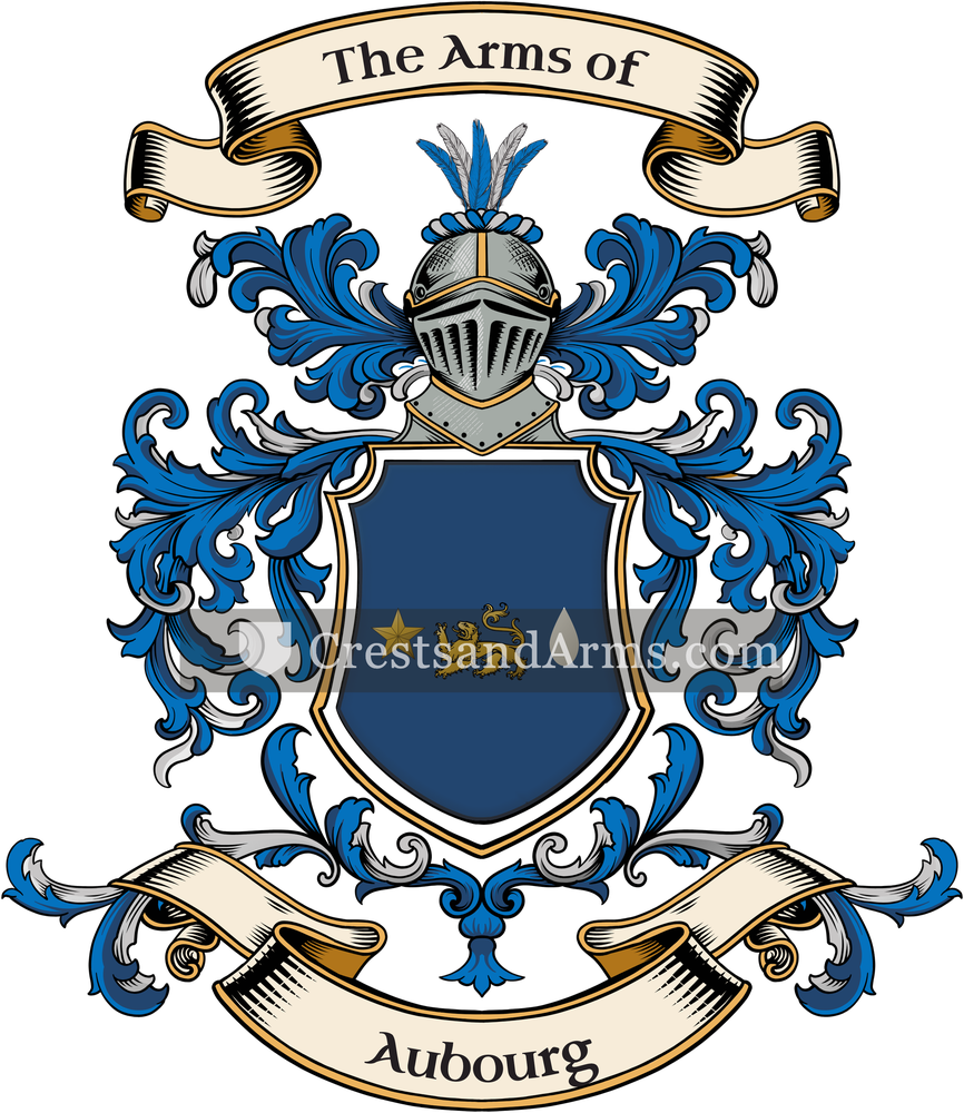 The Aubourg coat of arms, drawn from the recorded blazon