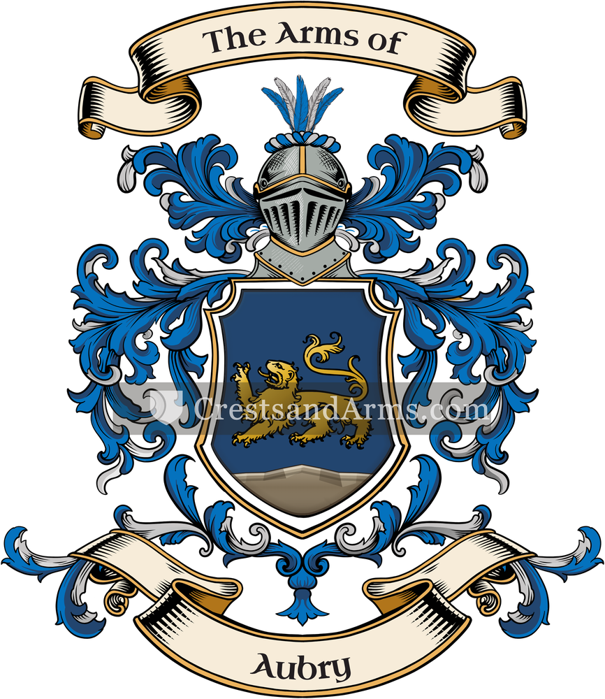 The Aubry coat of arms, drawn from the recorded blazon