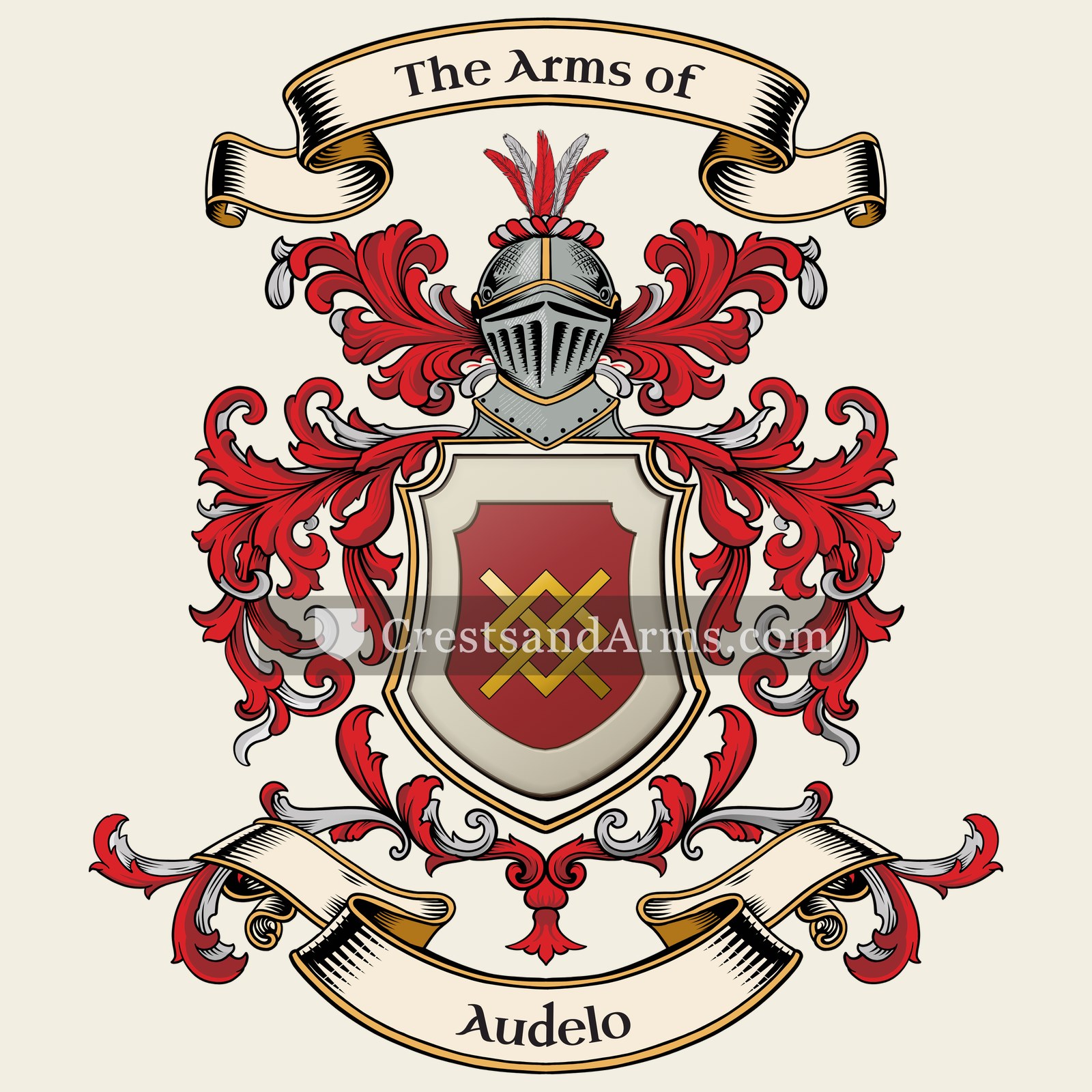 The Audelo coat of arms, drawn from the recorded blazon