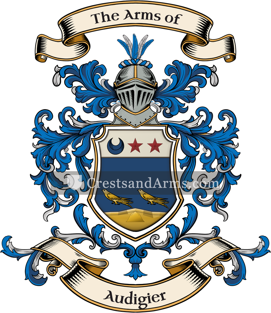 The Audigier coat of arms, drawn from the recorded blazon