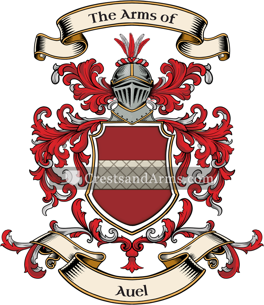 The Auel coat of arms, drawn from the recorded blazon
