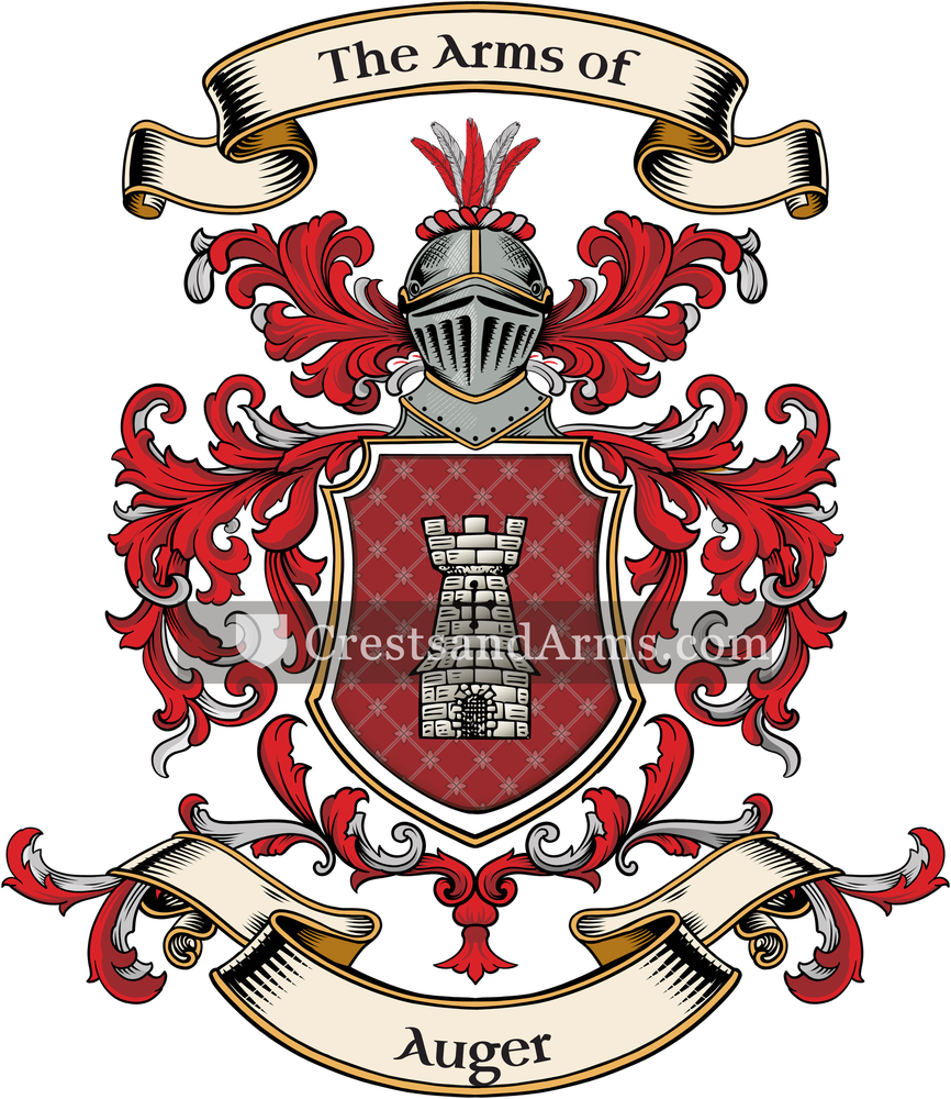 The Auger coat of arms, drawn from the recorded blazon