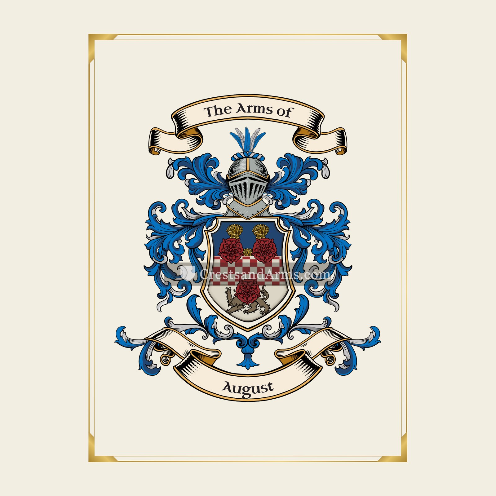 With gold border