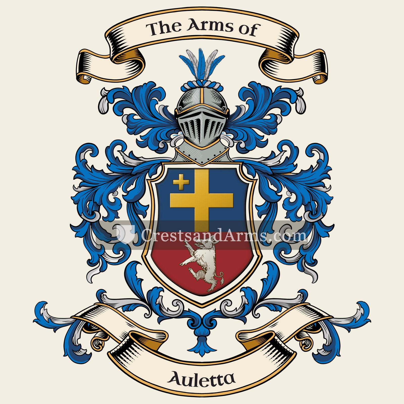 The Auletta coat of arms, drawn from the recorded blazon