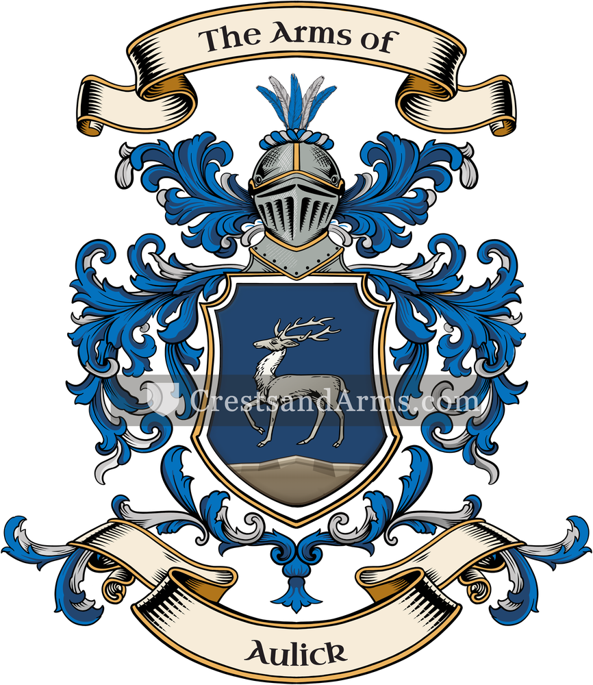 The Aulick coat of arms, drawn from the recorded blazon