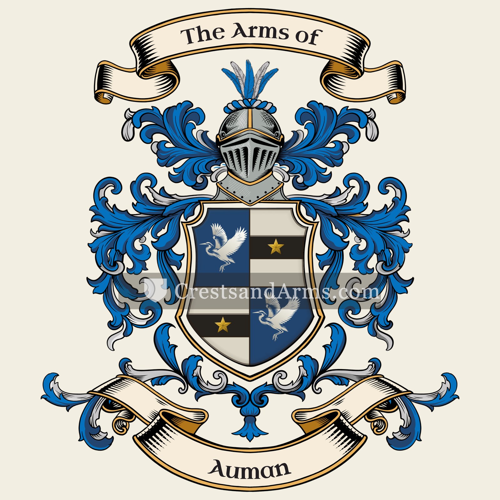 The Auman coat of arms, drawn from the recorded blazon