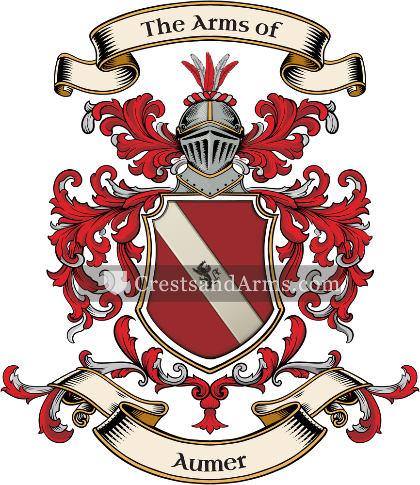 The Aumer coat of arms, drawn from the recorded blazon