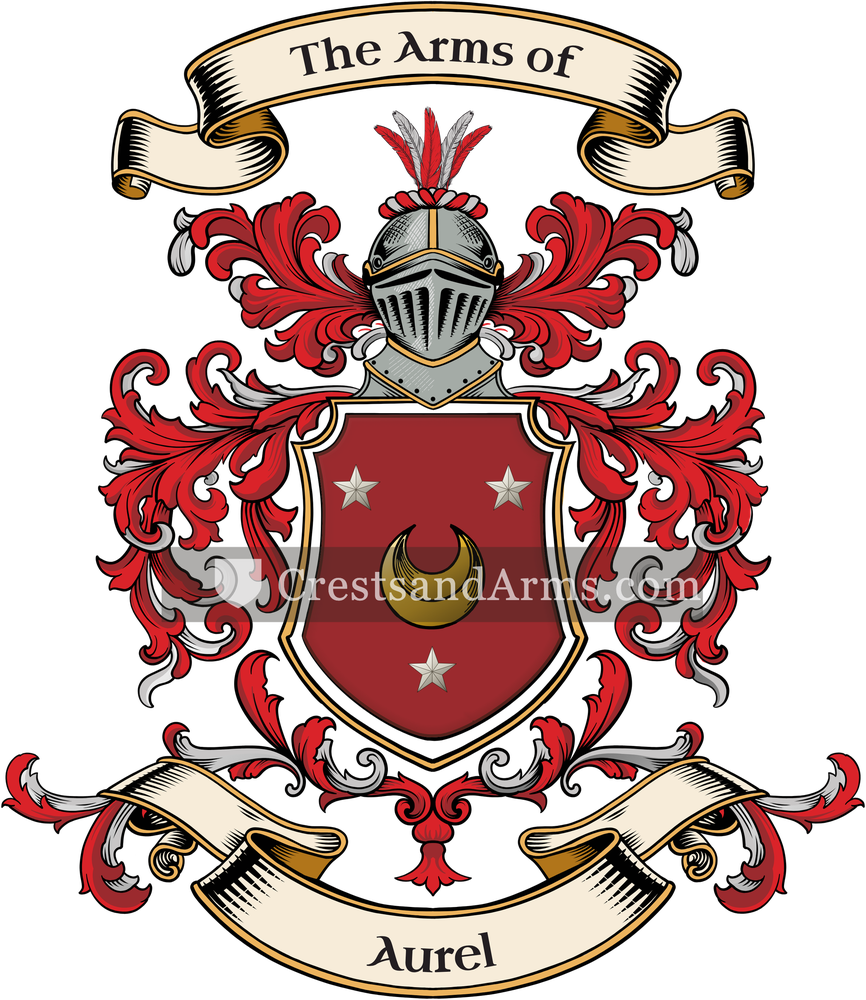 The Aurel coat of arms, drawn from the recorded blazon