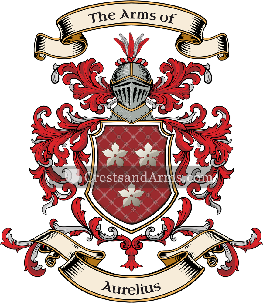 The Aurelius coat of arms, drawn from the recorded blazon
