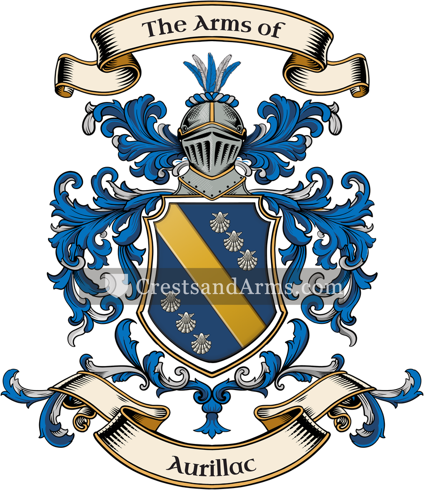The Aurillac coat of arms, drawn from the recorded blazon