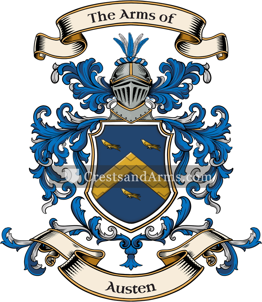 The Austen coat of arms, drawn from the recorded blazon