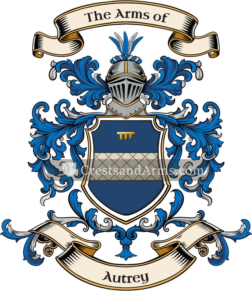 The Autrey coat of arms, drawn from the recorded blazon