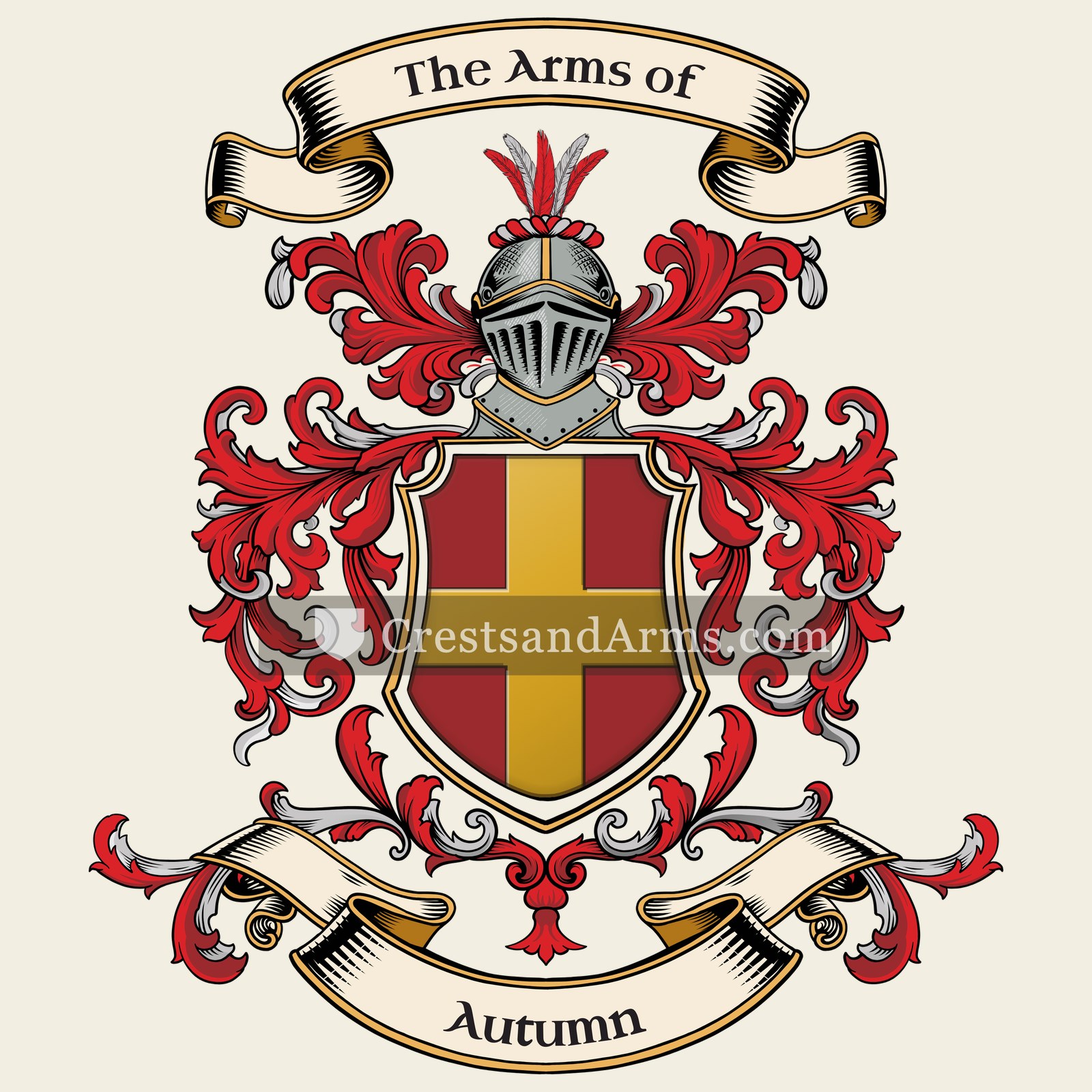The Autumn coat of arms, drawn from the recorded blazon