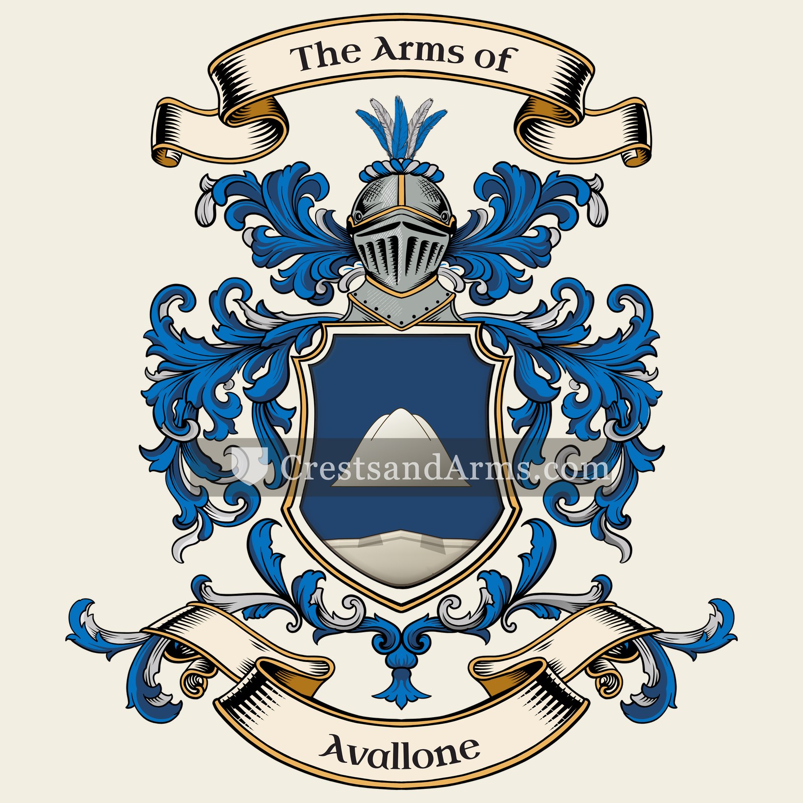 The Avallone coat of arms, drawn from the recorded blazon