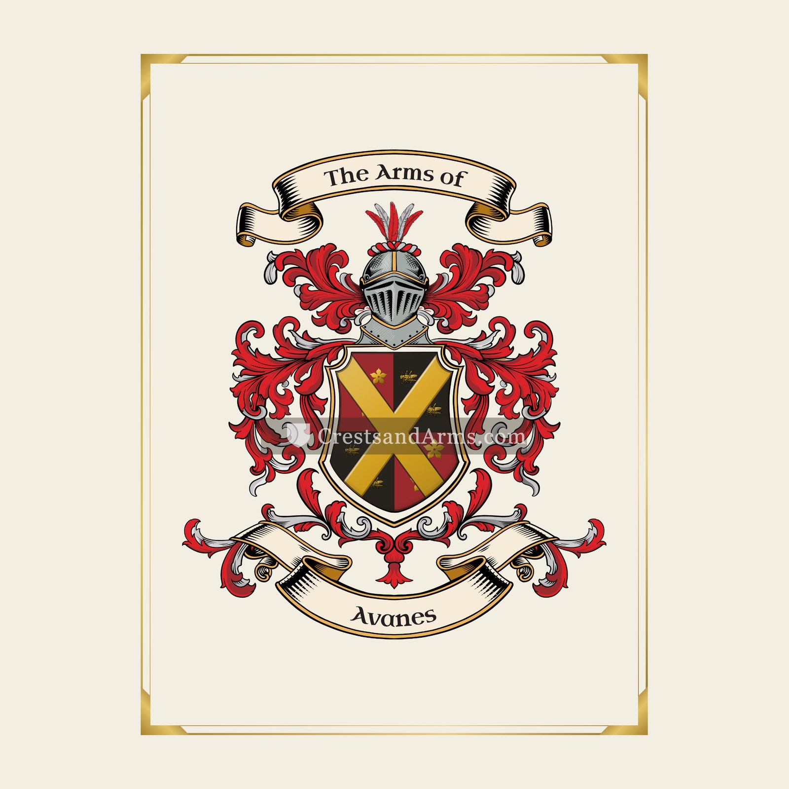 With gold border