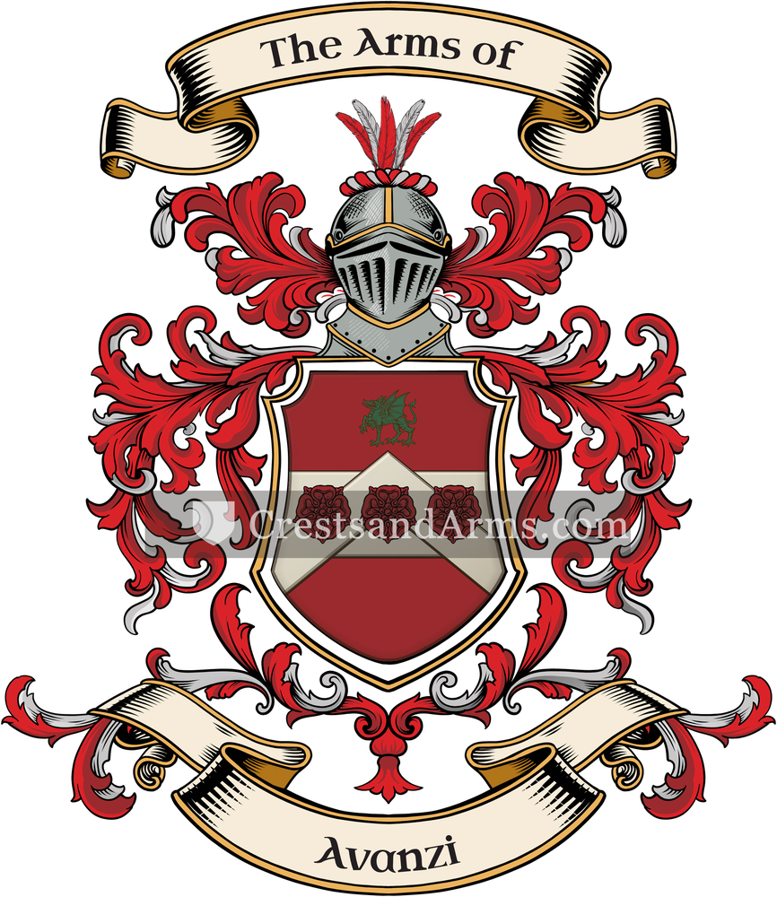 The Avanzi coat of arms, drawn from the recorded blazon
