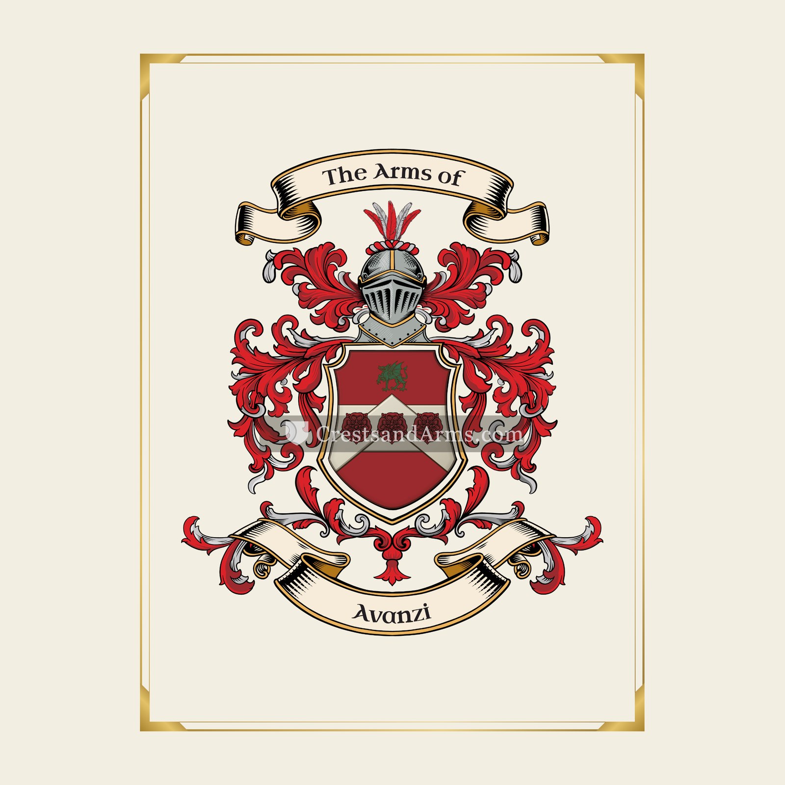 With gold border