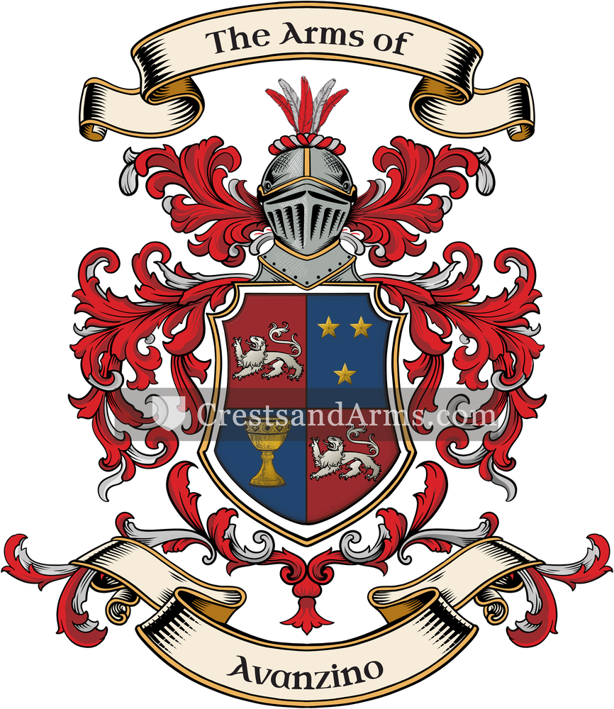 The Avanzino coat of arms, drawn from the recorded blazon