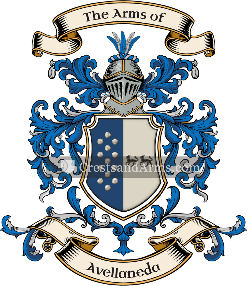 The Avellaneda coat of arms, drawn from the recorded blazon