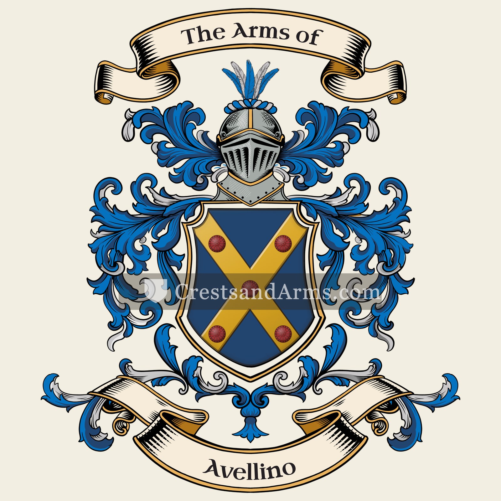 The Avellino coat of arms, drawn from the recorded blazon