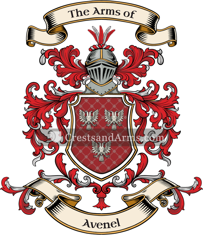 The Avenel coat of arms, drawn from the recorded blazon