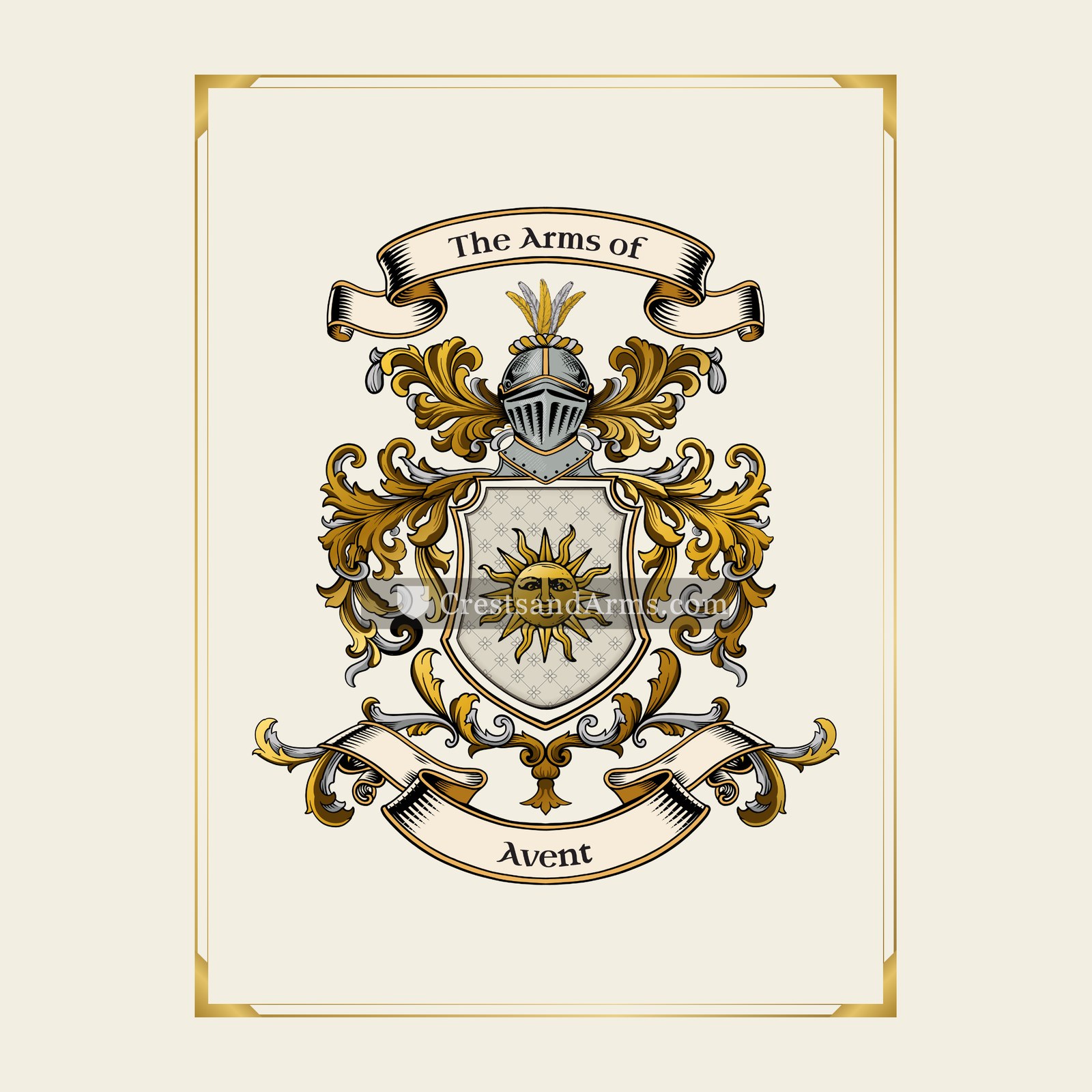 With gold border