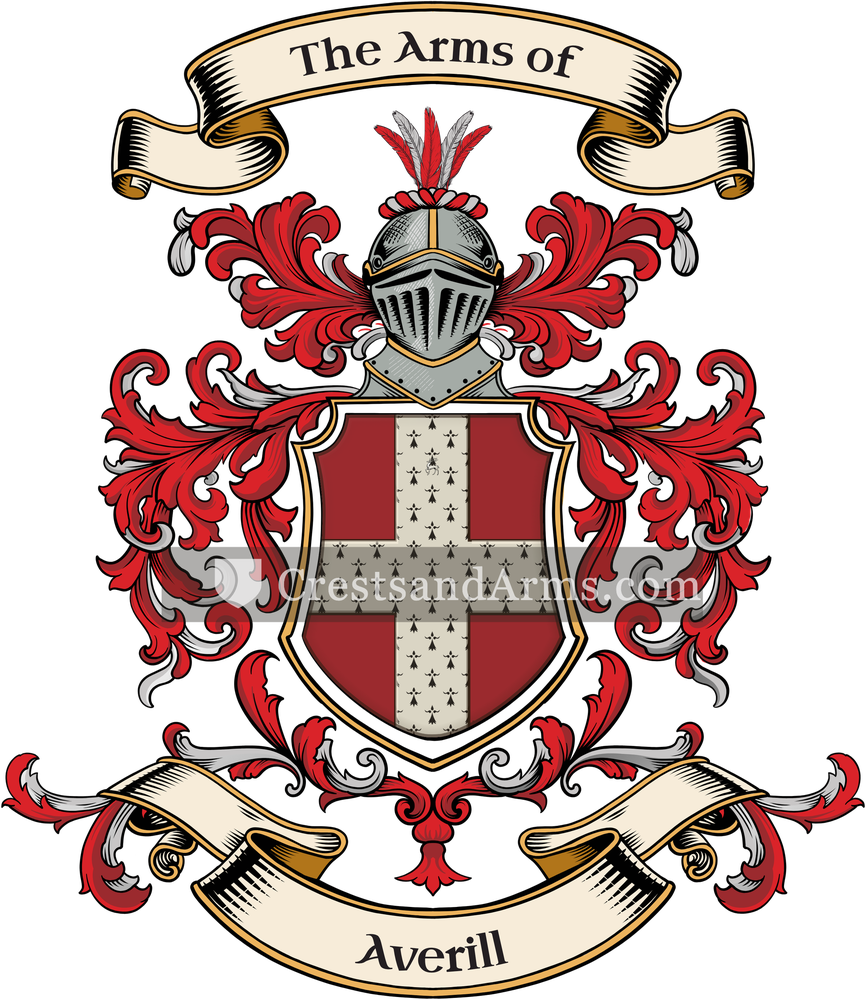 The Averill coat of arms, drawn from the recorded blazon