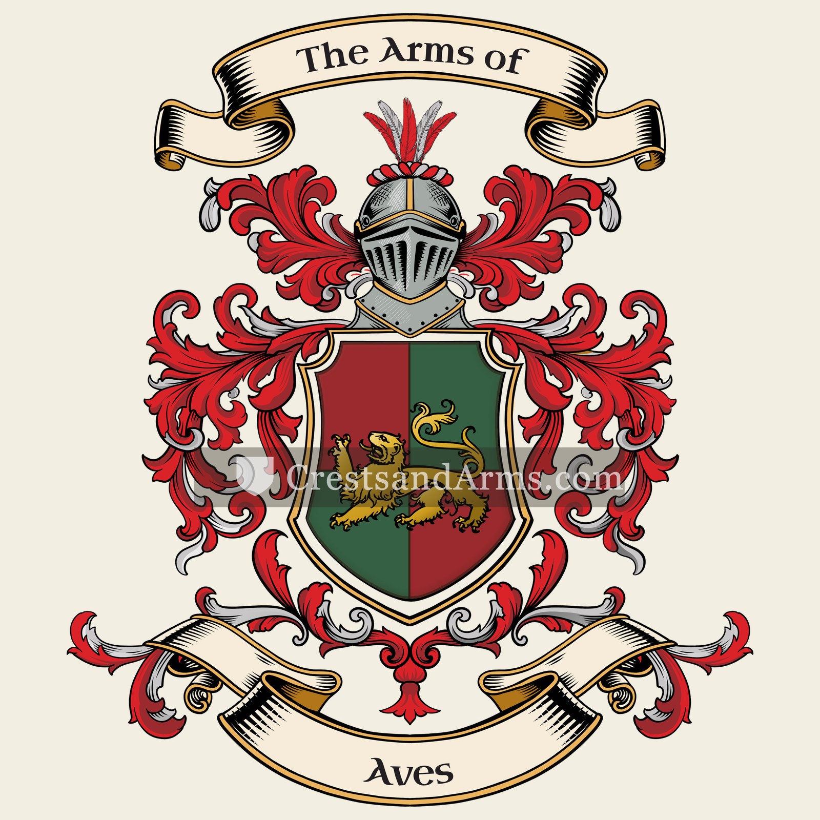 The Aves coat of arms, drawn from the recorded blazon