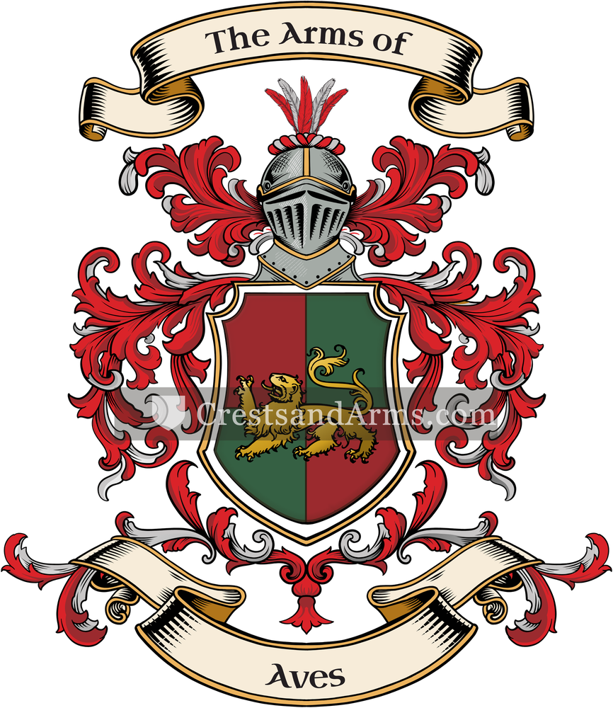 The Aves coat of arms, drawn from the recorded blazon