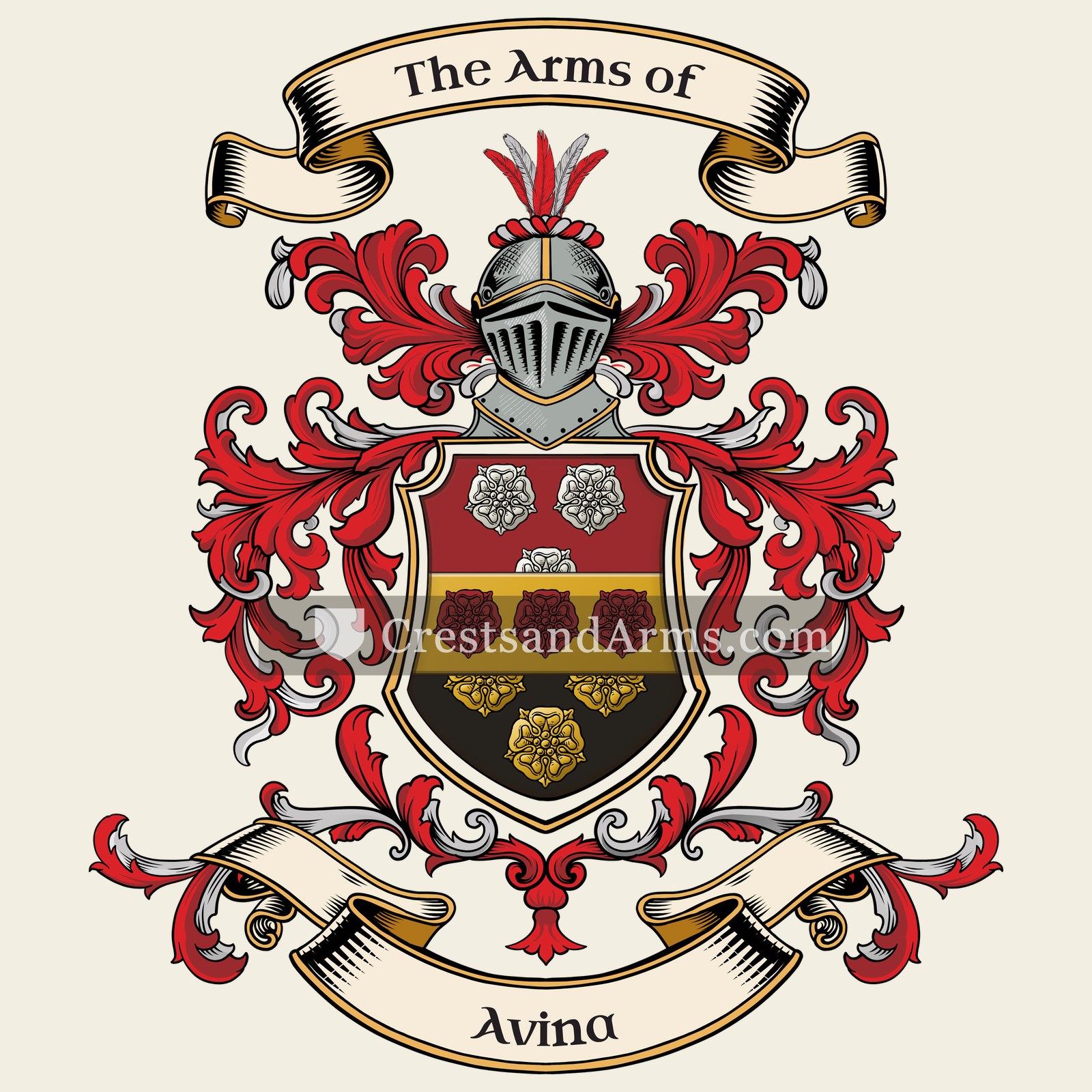 The Avina coat of arms, drawn from the recorded blazon