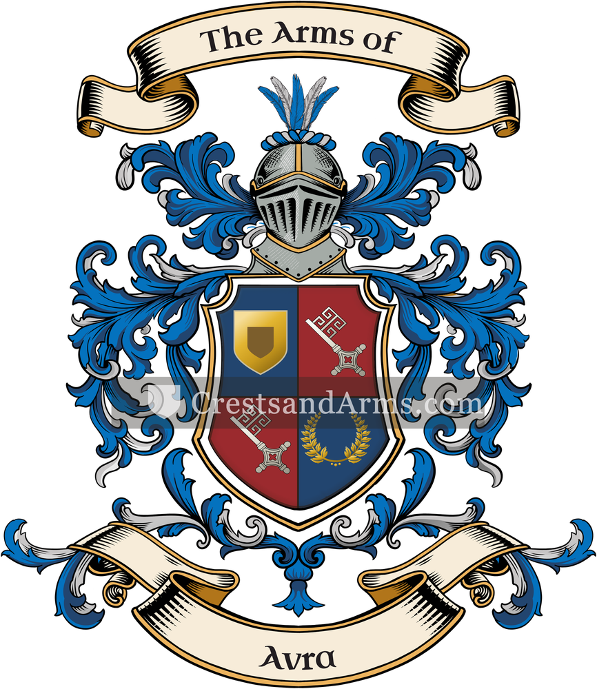 The Avra coat of arms, drawn from the recorded blazon