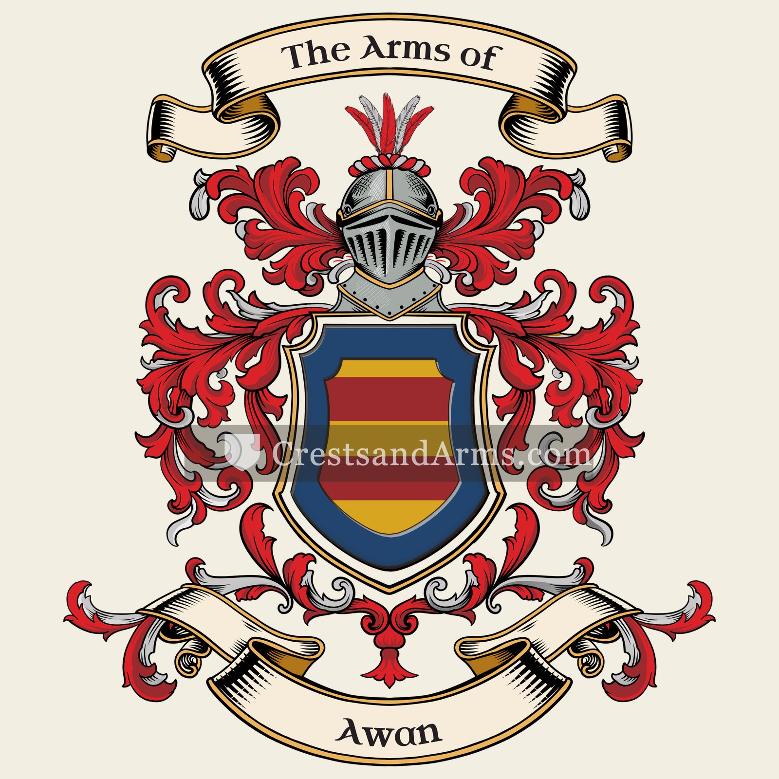 The Awan coat of arms, drawn from the recorded blazon