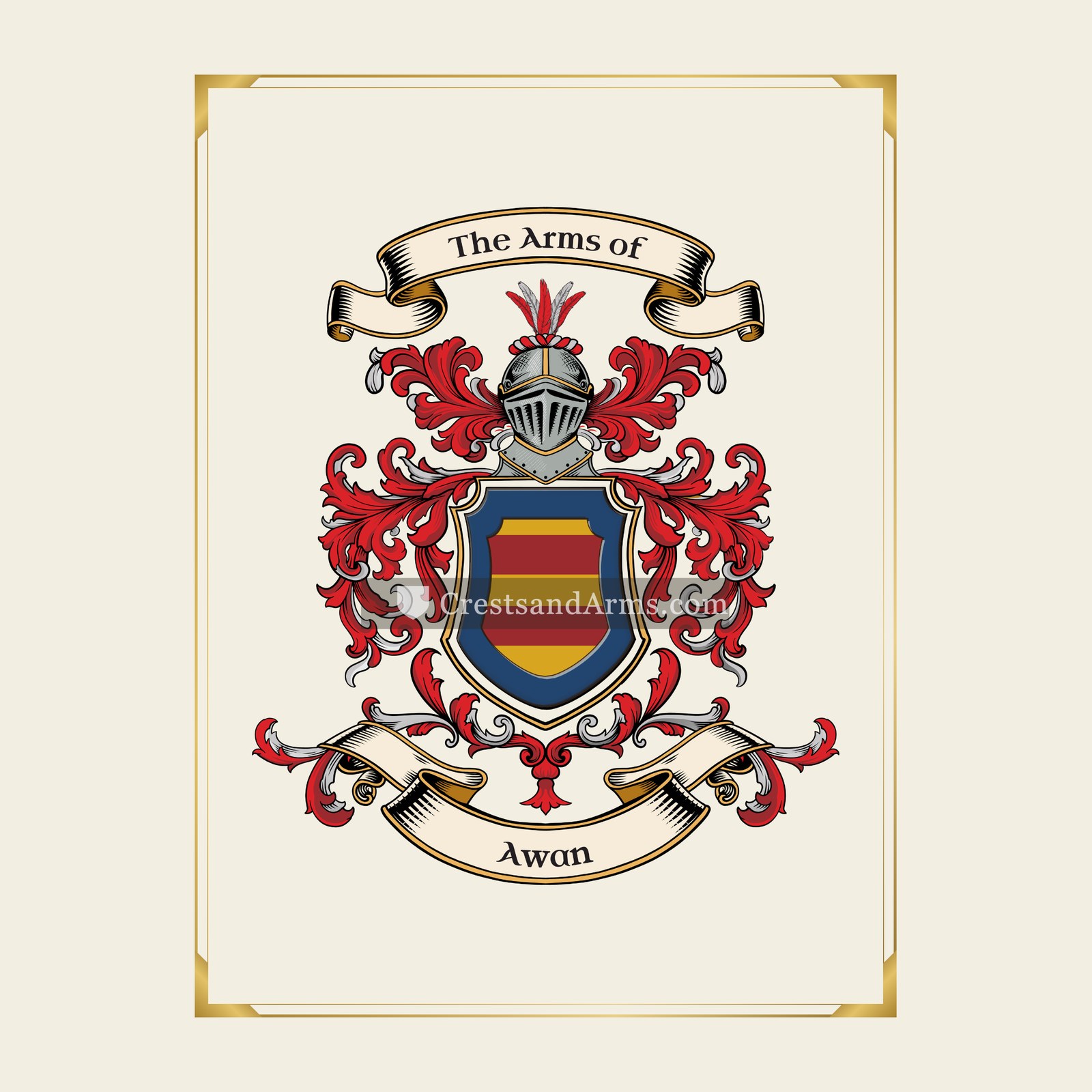 With gold border