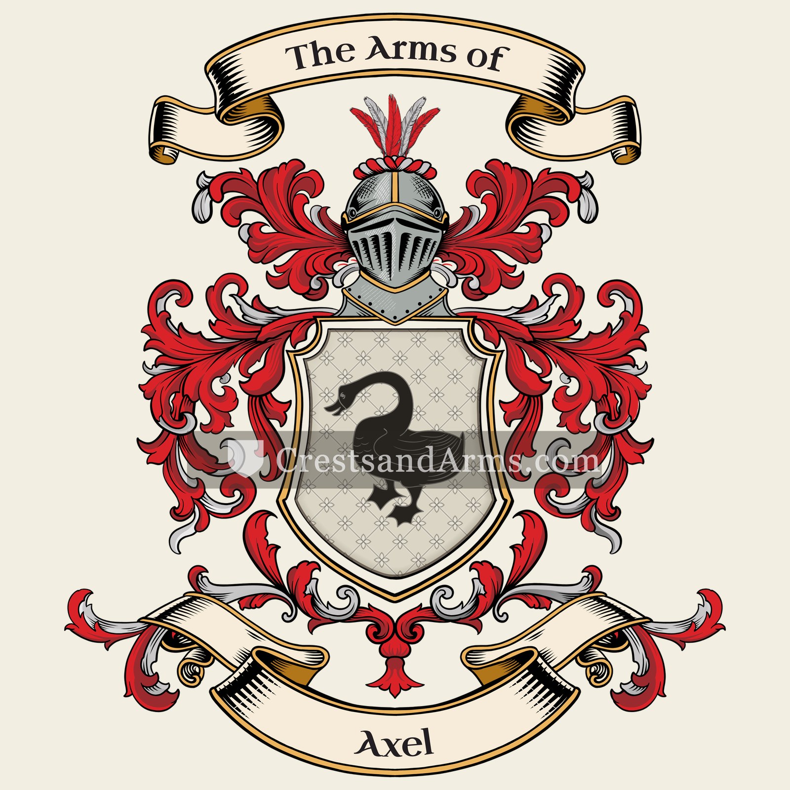 The Axel coat of arms, drawn from the recorded blazon