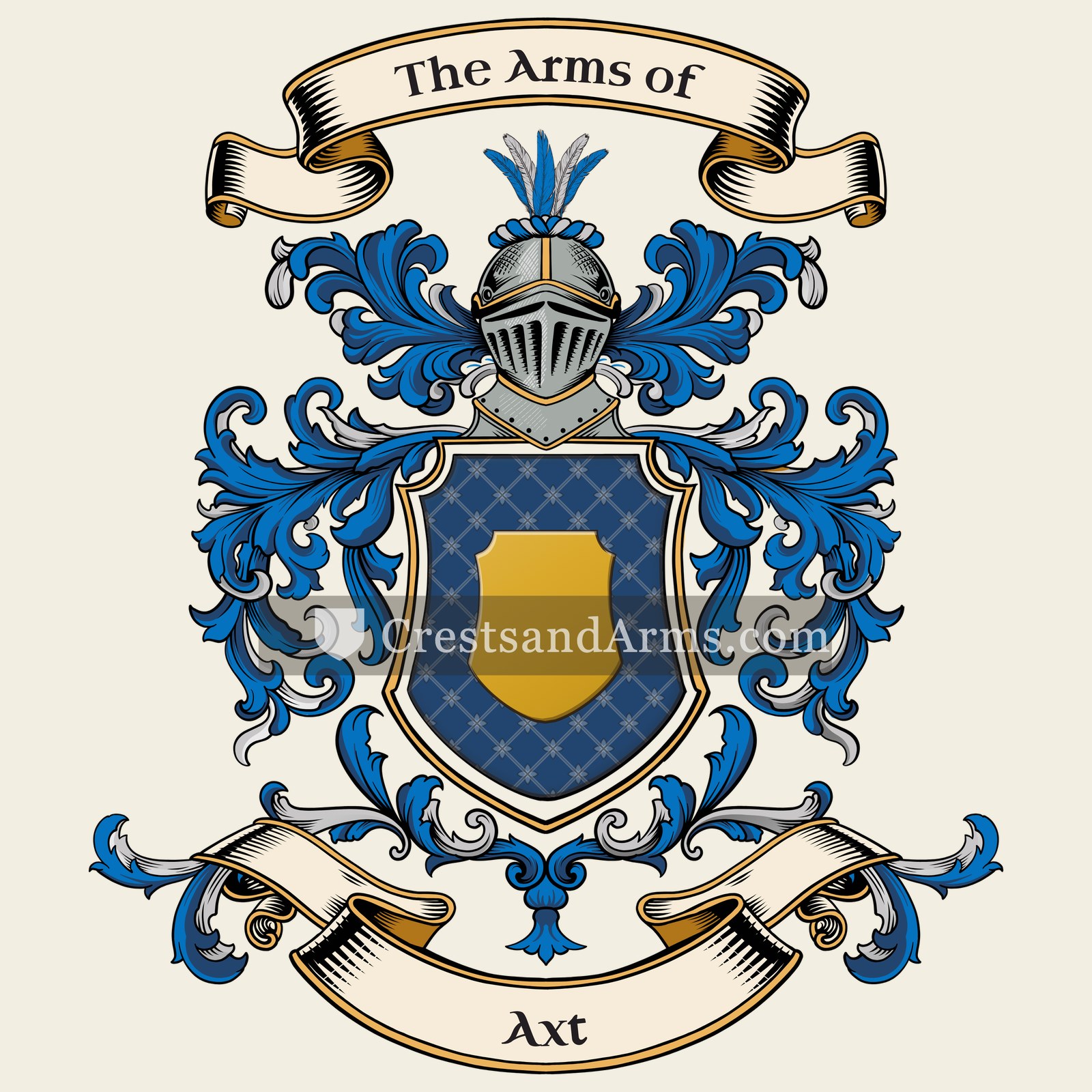The Axt coat of arms, drawn from the recorded blazon