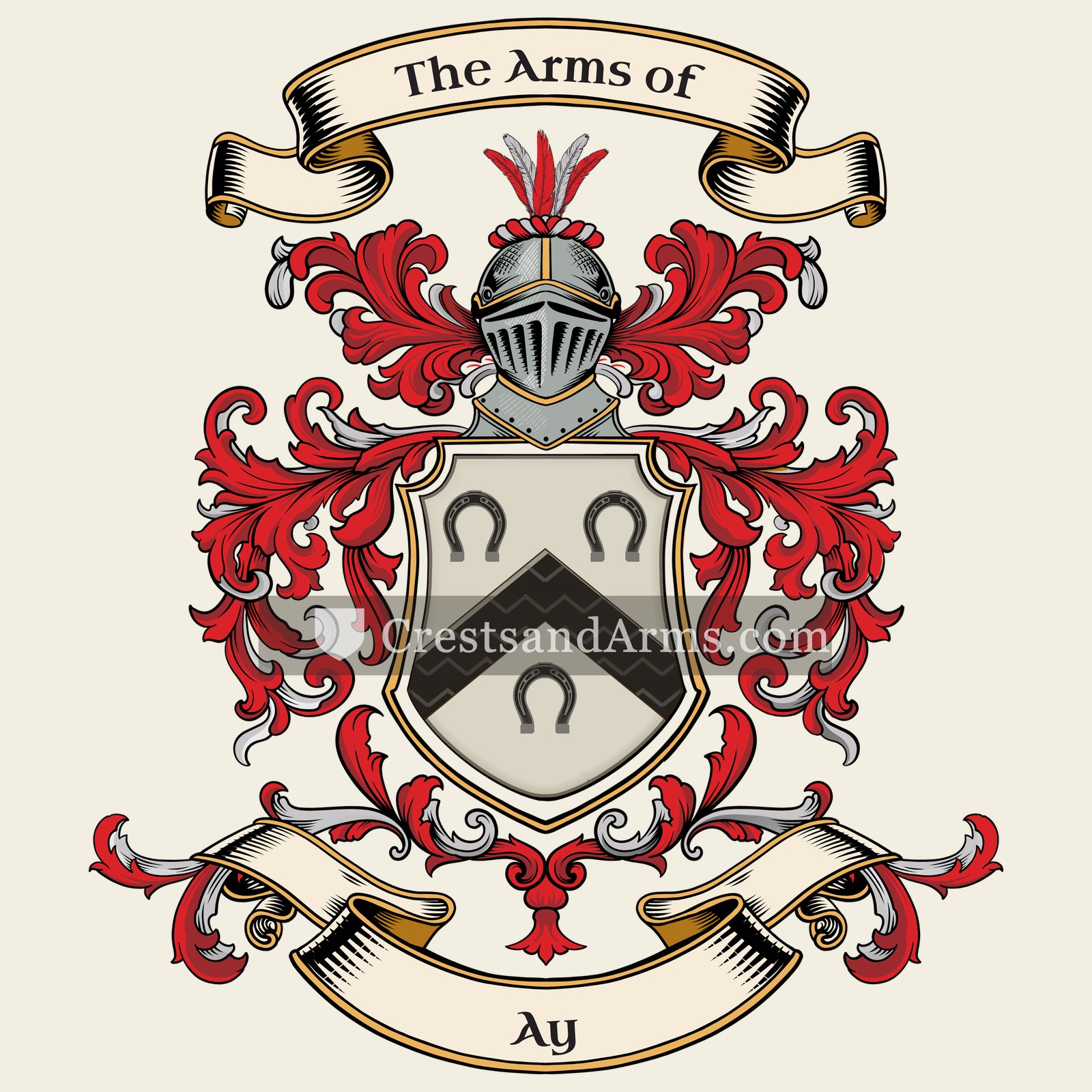 The Ay coat of arms, drawn from the recorded blazon