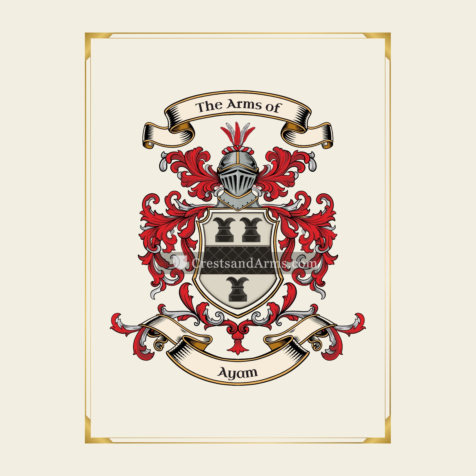 With gold border